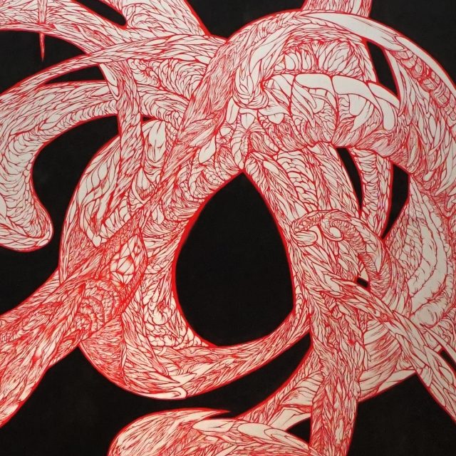 tableau de marie-catherine arrighi détail le-rouge-dans-le-noir-pour-le-rouge-et-le-noir-de Stendhal