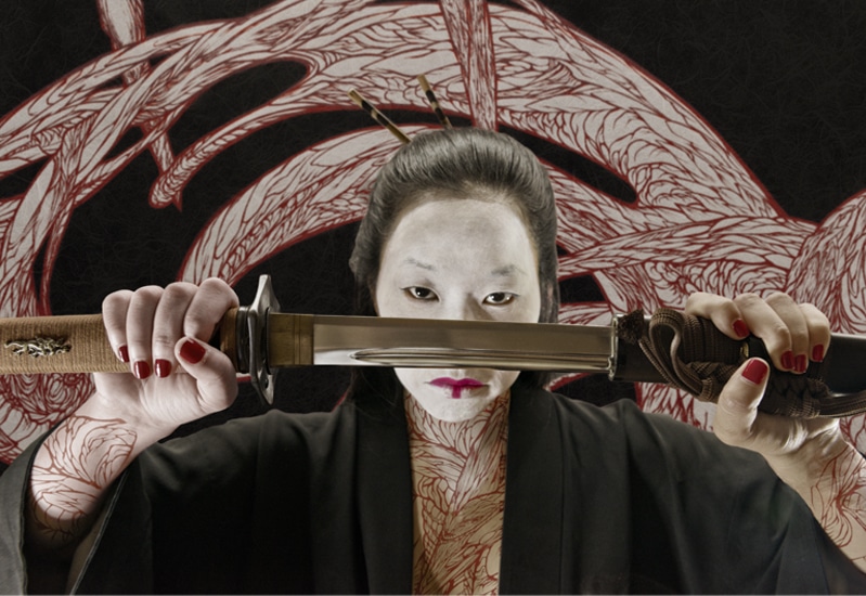 geisha tattoo samurai peinture par marika marie catherine arrighi dessin drawing design flash tattoo japon